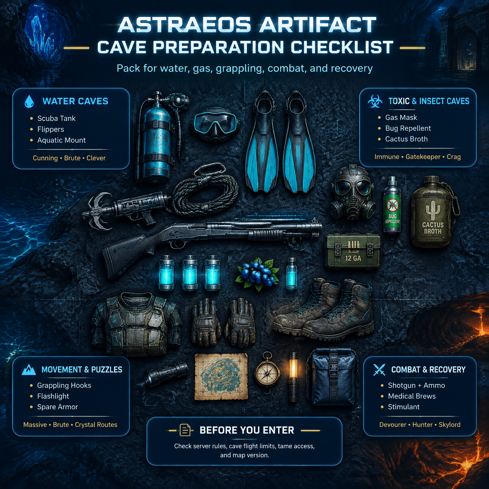 Survivor using a grappling hook to cross a crystal cave puzzle in ARK Astraeos Survivor using a grappling hook to cross a crystal cave puzzle in ARK Astraeos
